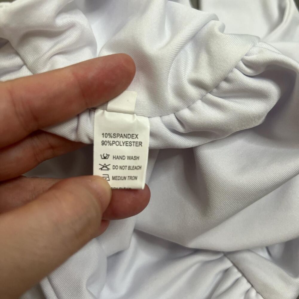 Cropped Side Ruched Tank Top White Size Small - Picture 5 of 5